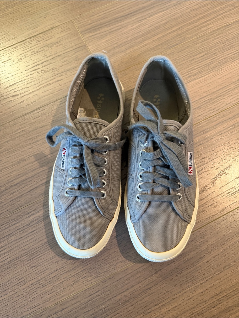 Superga Light Grey Canvas Lace-Up Sneakers